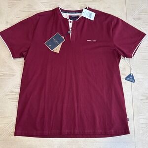 Marc Asher Mens Burgundy Mercerized Cotton Henley Shirt XL Superior Fabrication
